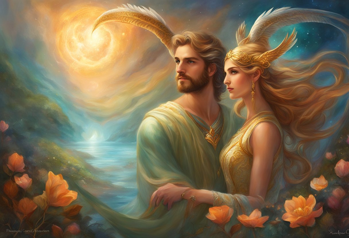 Aries man leads Pisces woman on an adventurous journey, while she brings emotional depth and intuition to their dynamic relationship